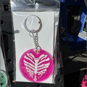 Pink Skeleton Keychain